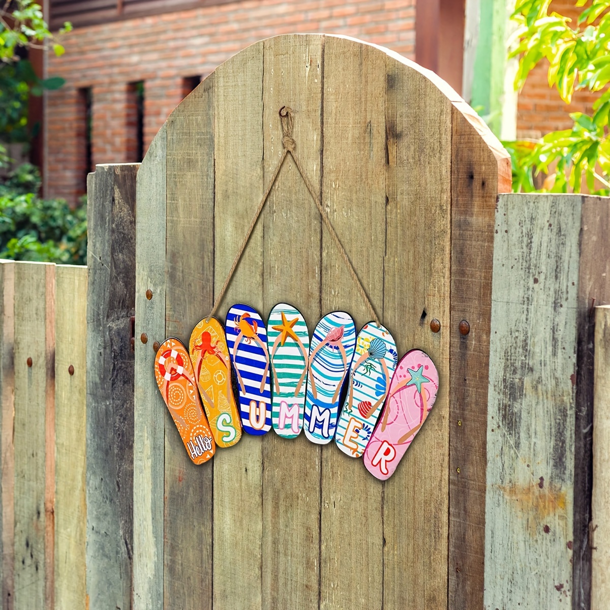 Rustic Slipper Wood 1pc, Spring Summer Door Sign Flower Slippers