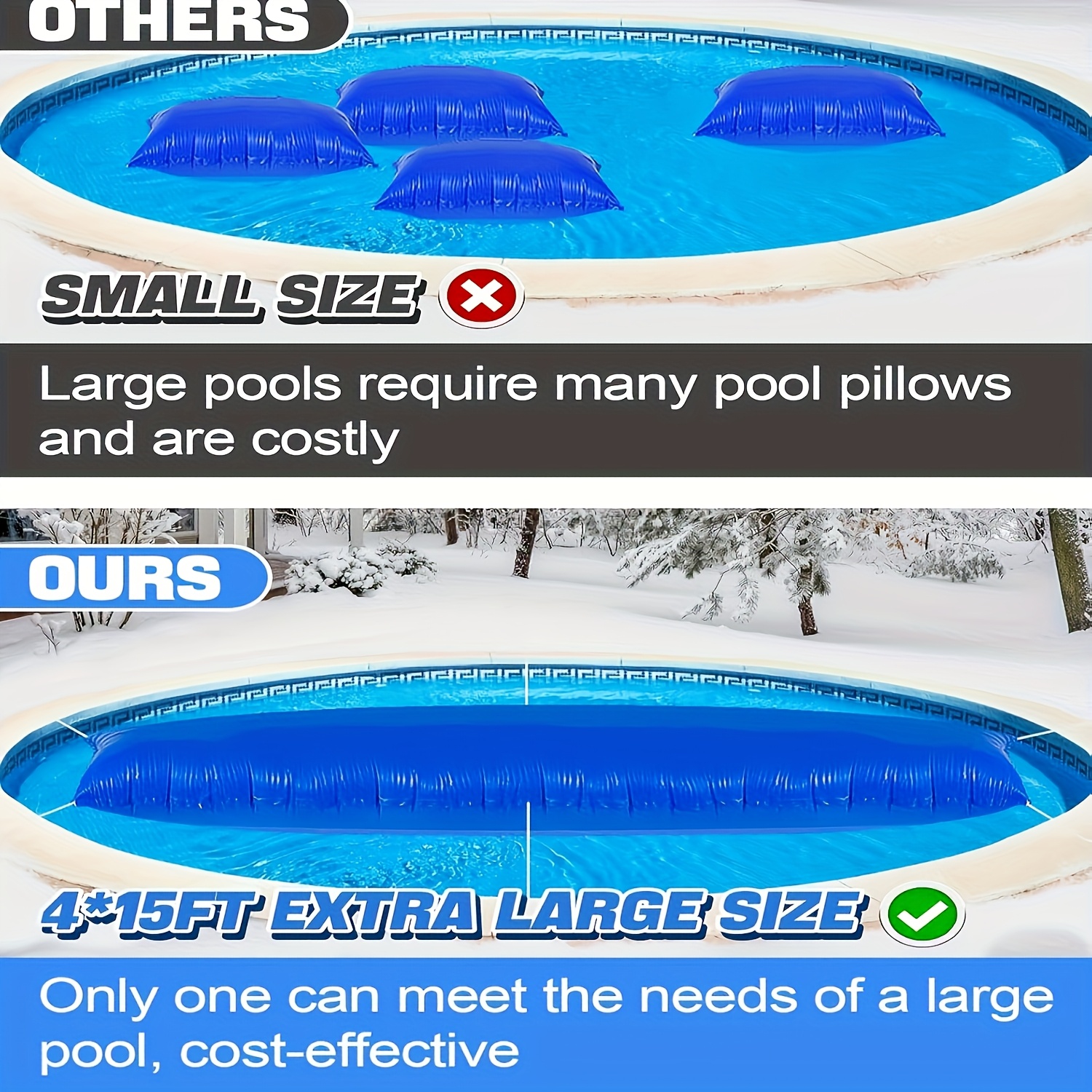 Festnight Aufblasbare Poolkissen Set – 4 Stück, Je 110x110 Cm, Aus PVC Für Winterabdeckung Von Aufstellpools