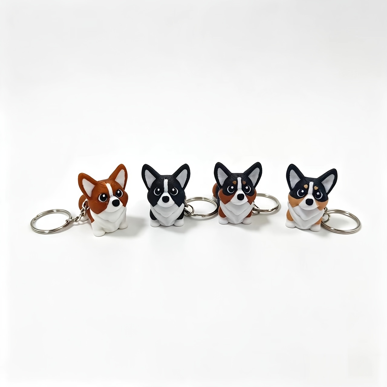 TEMU 4pcs/1set 3d Printed Cute And Adorable Corgi Dog Keychain, Car Pendant, 3d Printed Realistic Texture Cute Dog Key Ring, Mini Animal Ornament
