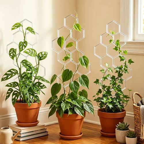 3pcs 38x15cm honeycomb plant climbing trainer holder support for potted vines and flowers space saving indoor outdoor gardening