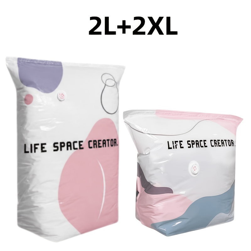 4pcs Vacuum Storage Bags, Suitable For Clothing And Blankets. Large Capacity, Heavy-duty, Pump-free Compression Bags With - For Quick Compression, Space And Convenient For Moving And Seasonal Storage