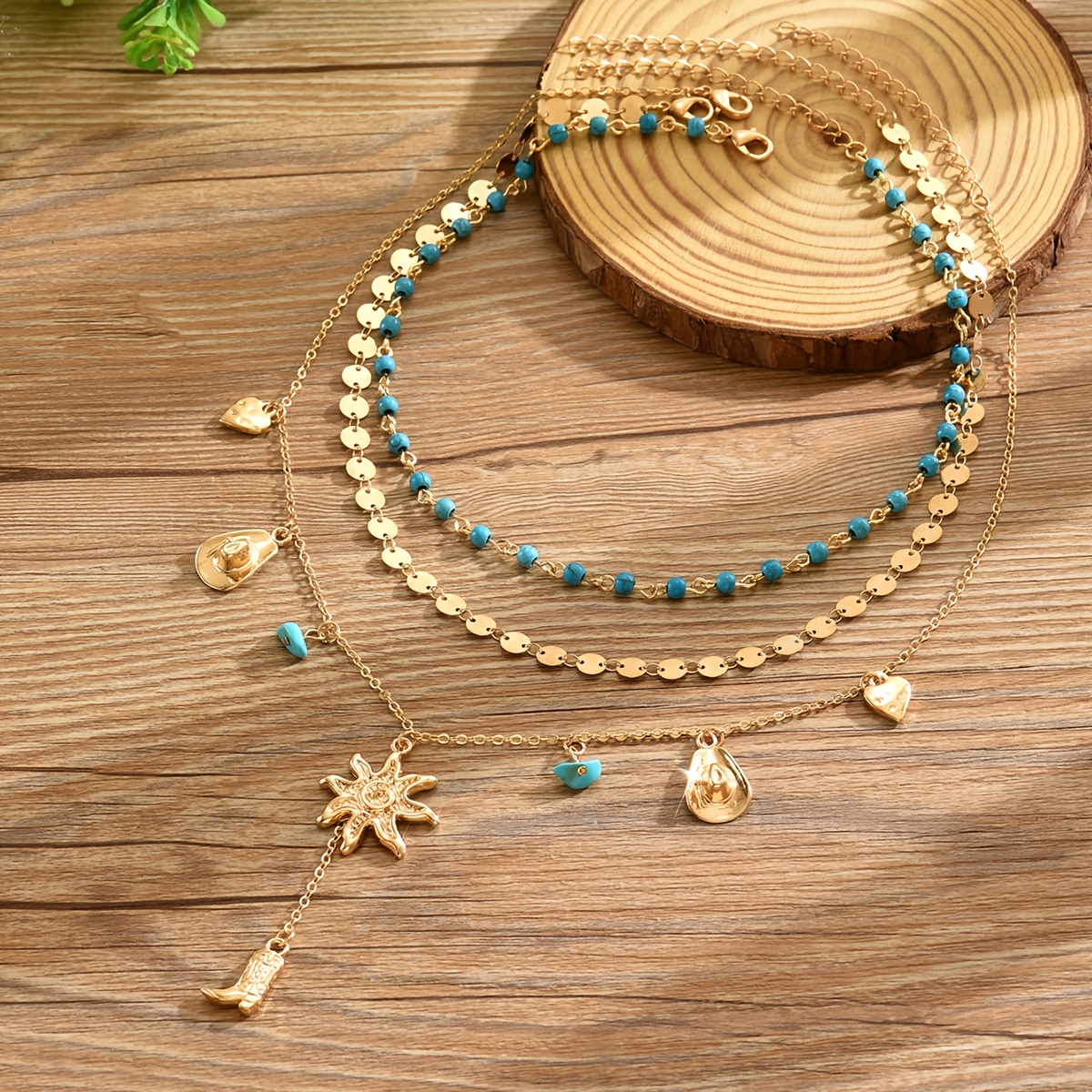 3pcs Western Cowboy Vintage-style Pendants Necklace Set