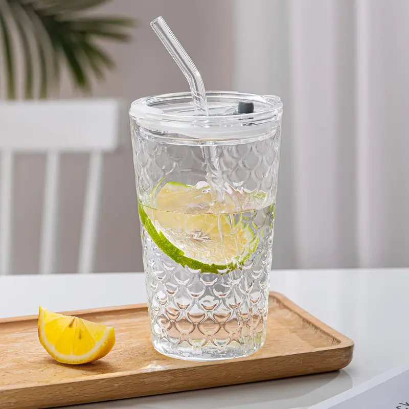 2pcs 4pcs high silicon glass tumblers with lids and stainless steel straws spill proof leak proof heat resistant ideal for iced coffee with reusable drinkware for home Product details 4