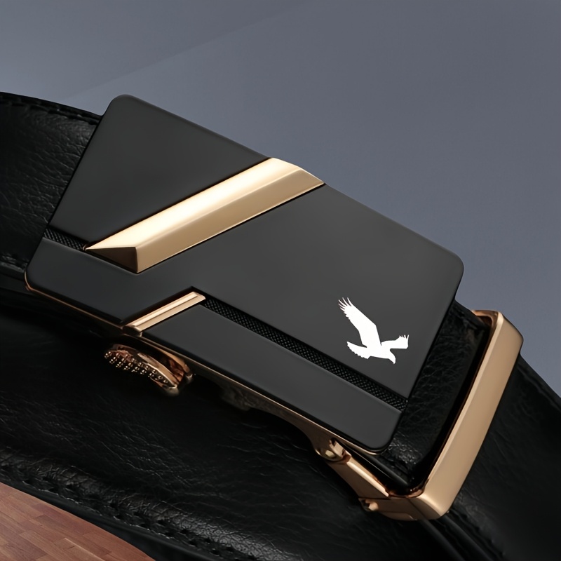 Eagle Pattern Men's Faux Leather Belt with Automatic Buckle