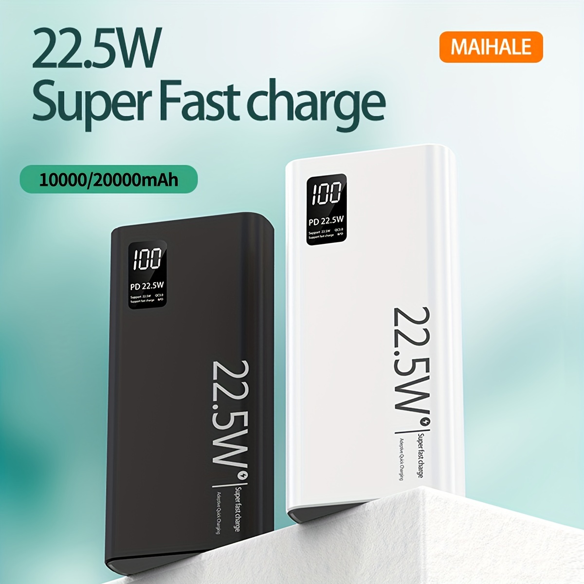 

Portable Charger, 22.5w 10000/20000mah Usb C In & Out Charging, Pd 3.0+qc 4.0 Led Display Phone Battery Compatible Iphone 15/14/13/12 Pro, S21, For /ipad Tablet, Etc.