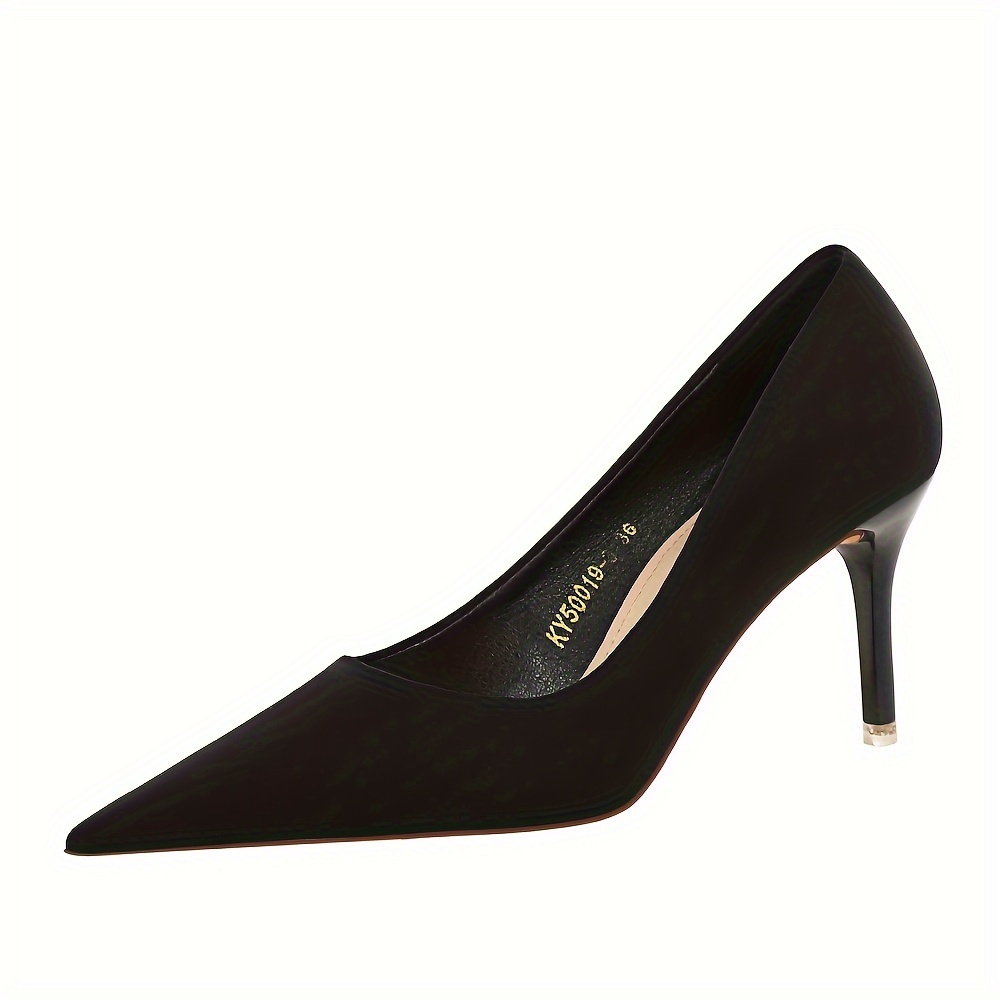 

Women's Solid Color Stiletto Heels, Elegant Point Toe Dress Pumps, Fashion Slip On Party Heels