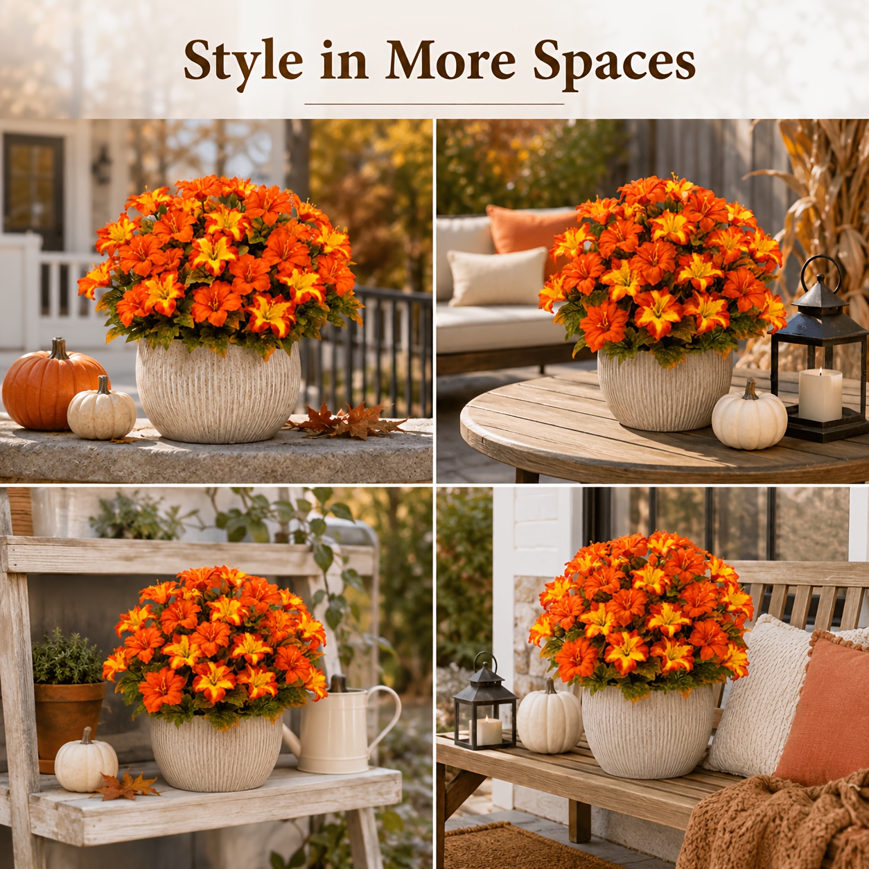 TEMU 26pcs Large-headed Autumn-colored Artificial Bouquet, Autumn Outdoor Faux Flower Decoration, Artificial Fake Flowers And Greenery, Realistic