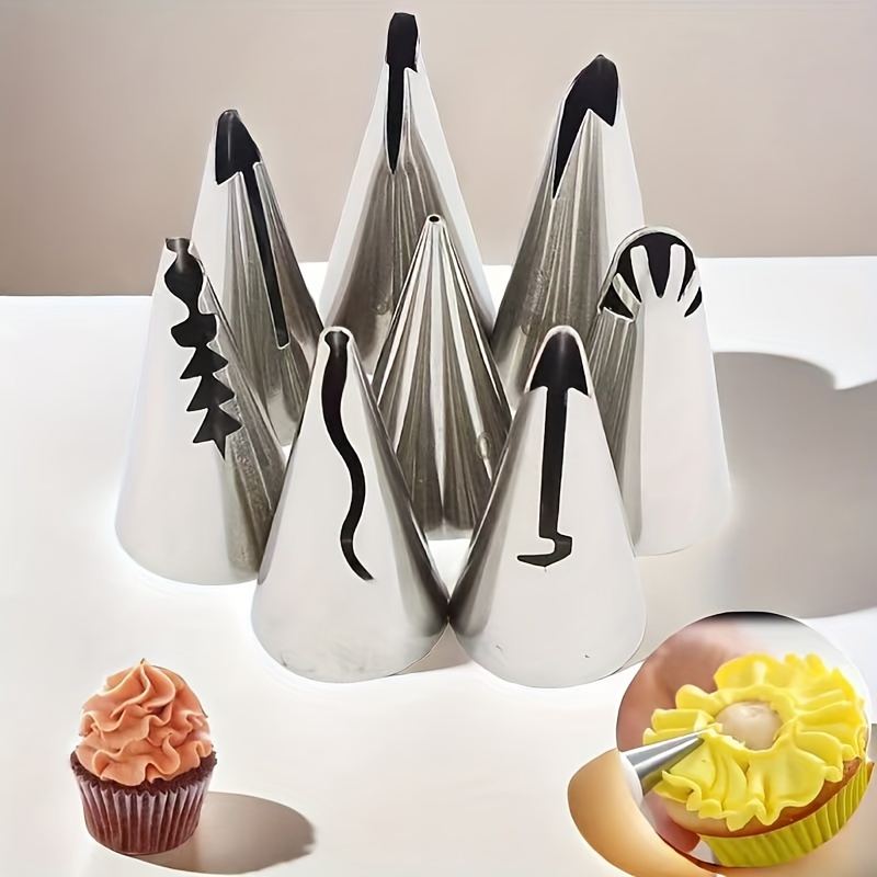 

7pcs Stainless Steel Pleated Skirt Pastry Nozzles Set - Cupcakes & Cake Decorating, Food-safe Baking Tools