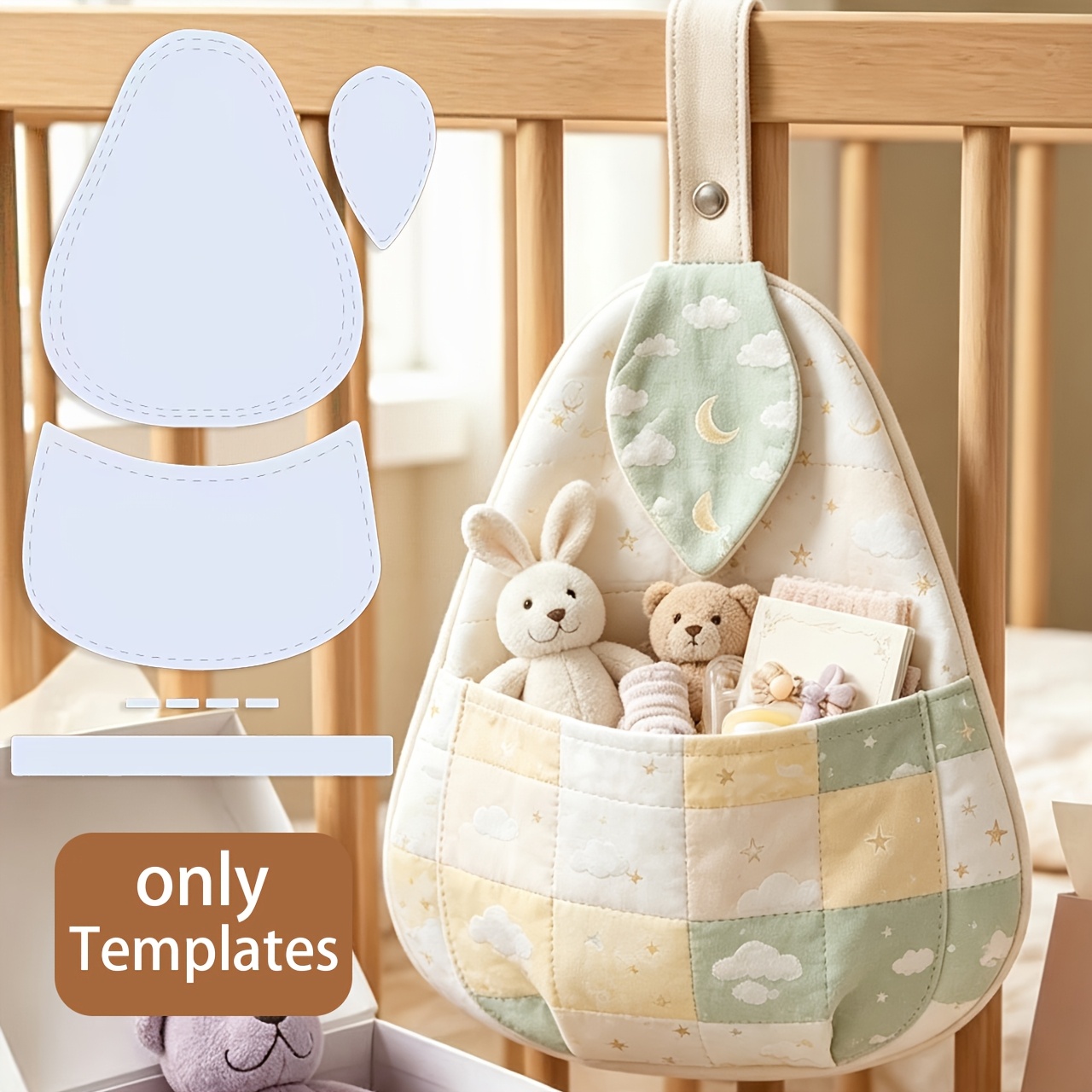 TEMU Set di 8 modelli da cucito per borse portaoggetti a forma di , con motivi precisi per cucito e trapuntatura��riutilizzabili, lavabili e durevoli.