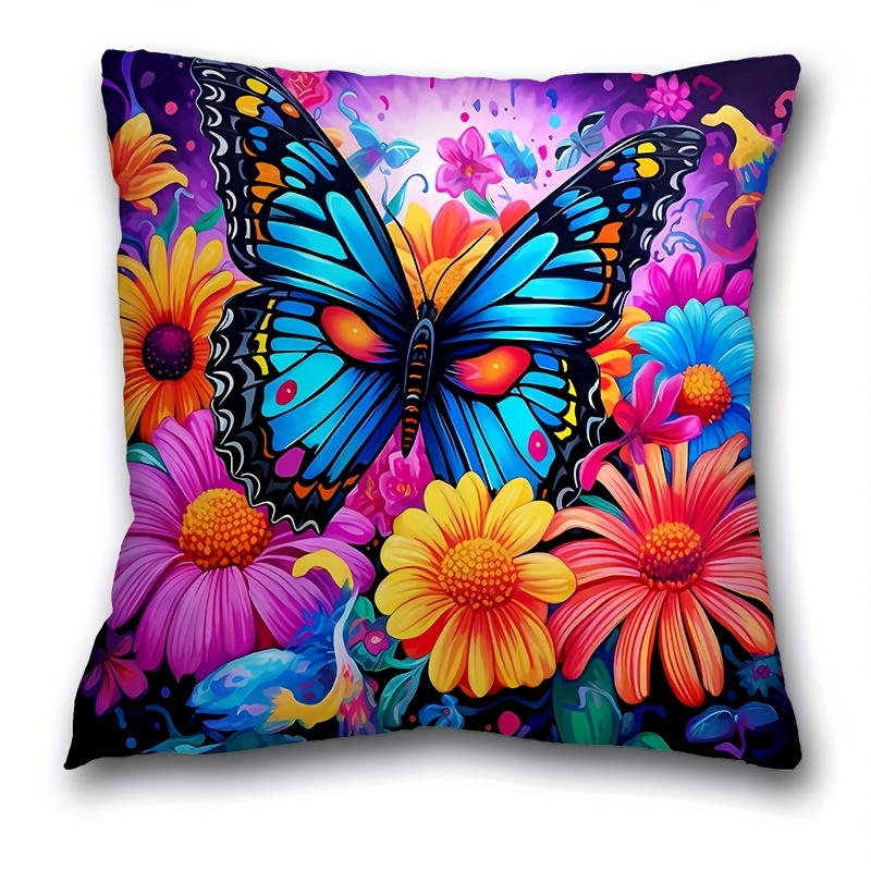

1pc, Butterfly Short Plush Throw Pillow (17.7 "x17.7"), Animal Themed Throw Pillow Case, Home Decor, Room Decor, Bedroom Decor, Architectural Collectible Accessories (excluding Pillow Core)