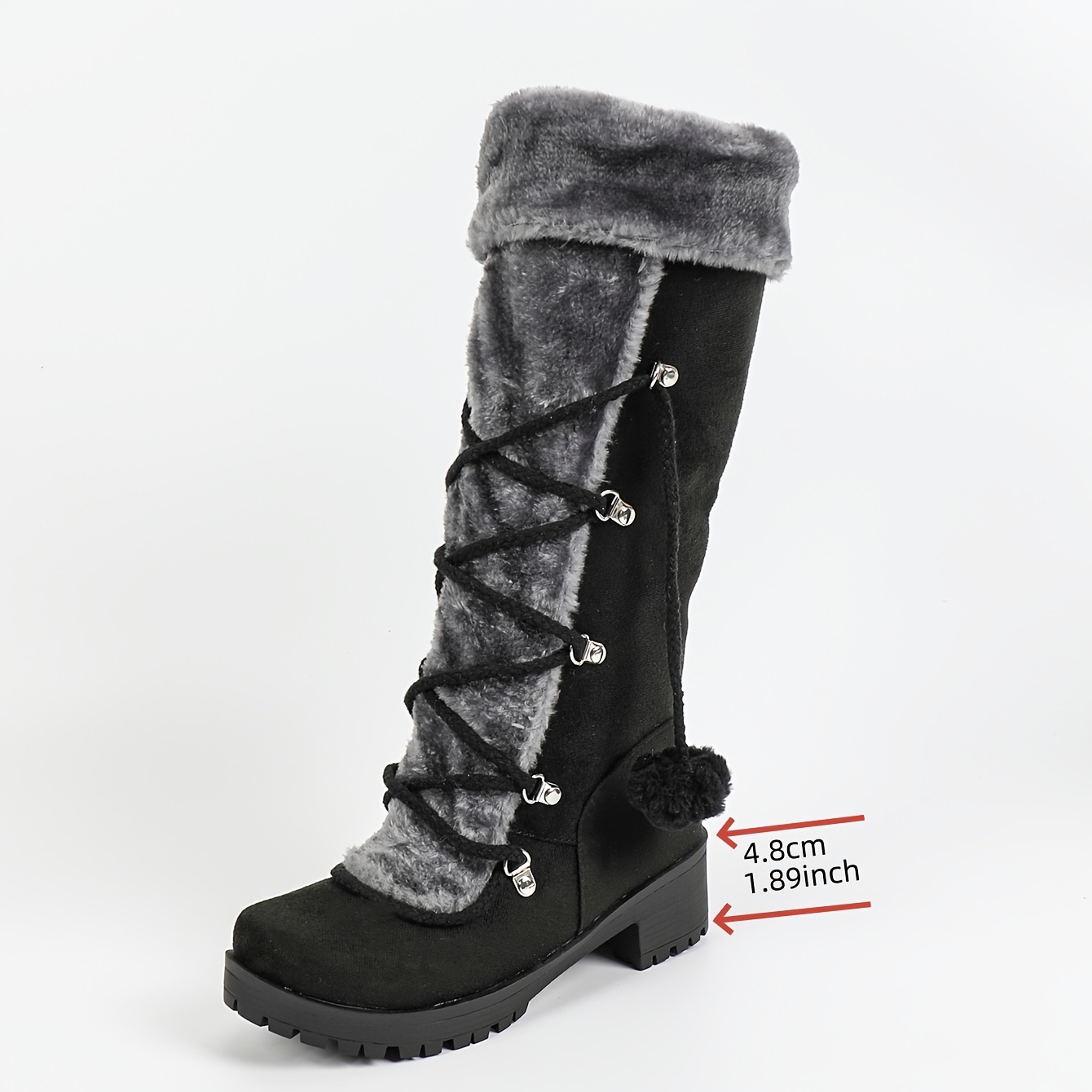 elegant womens winter faux fur lined knight boots warm Temu