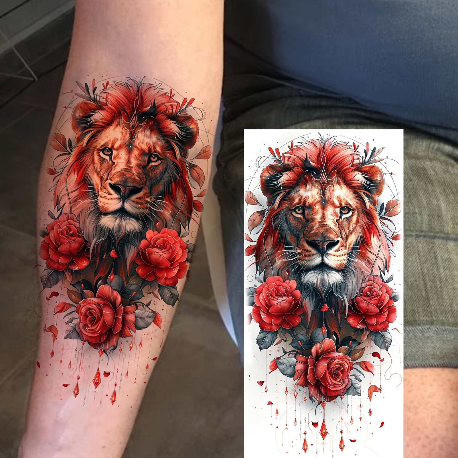 JUSTFOX Temporäres Tattoo – Papagei & Schmetterling Design, Wasserdicht, 21 X 14,5 Cm Bogen