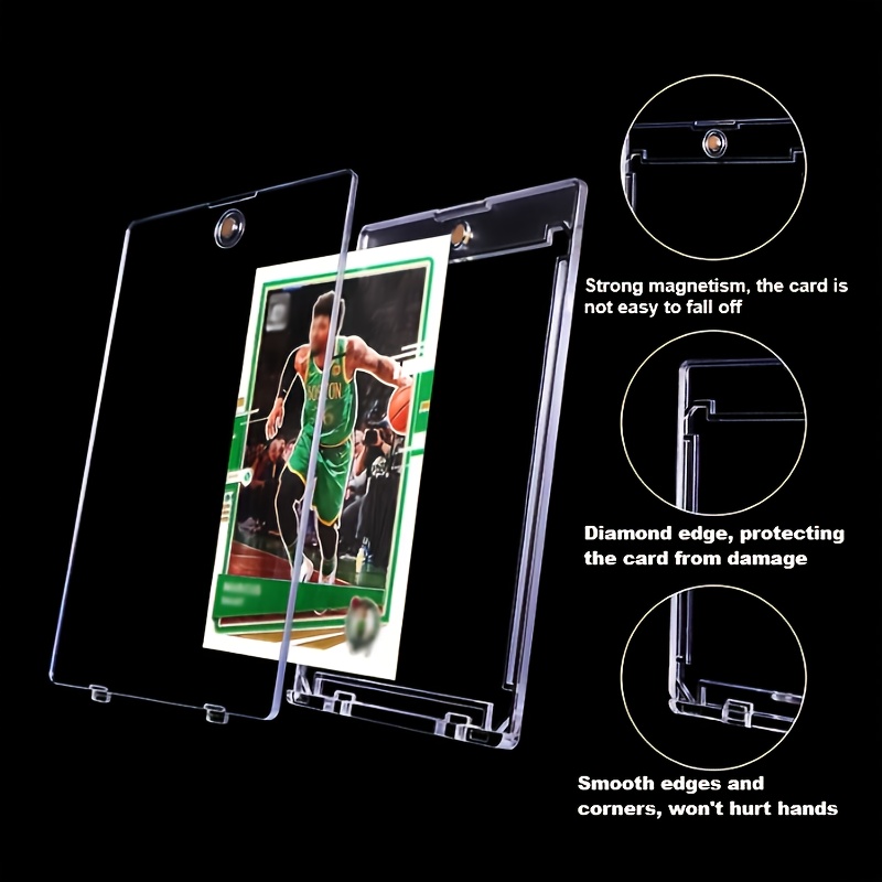 A Transparent Acrylic Storage Solution for Trading Cards, Featuring 25 Magnetic Holders Designed to Protect Baseball Cards And Display Football Cards Securely