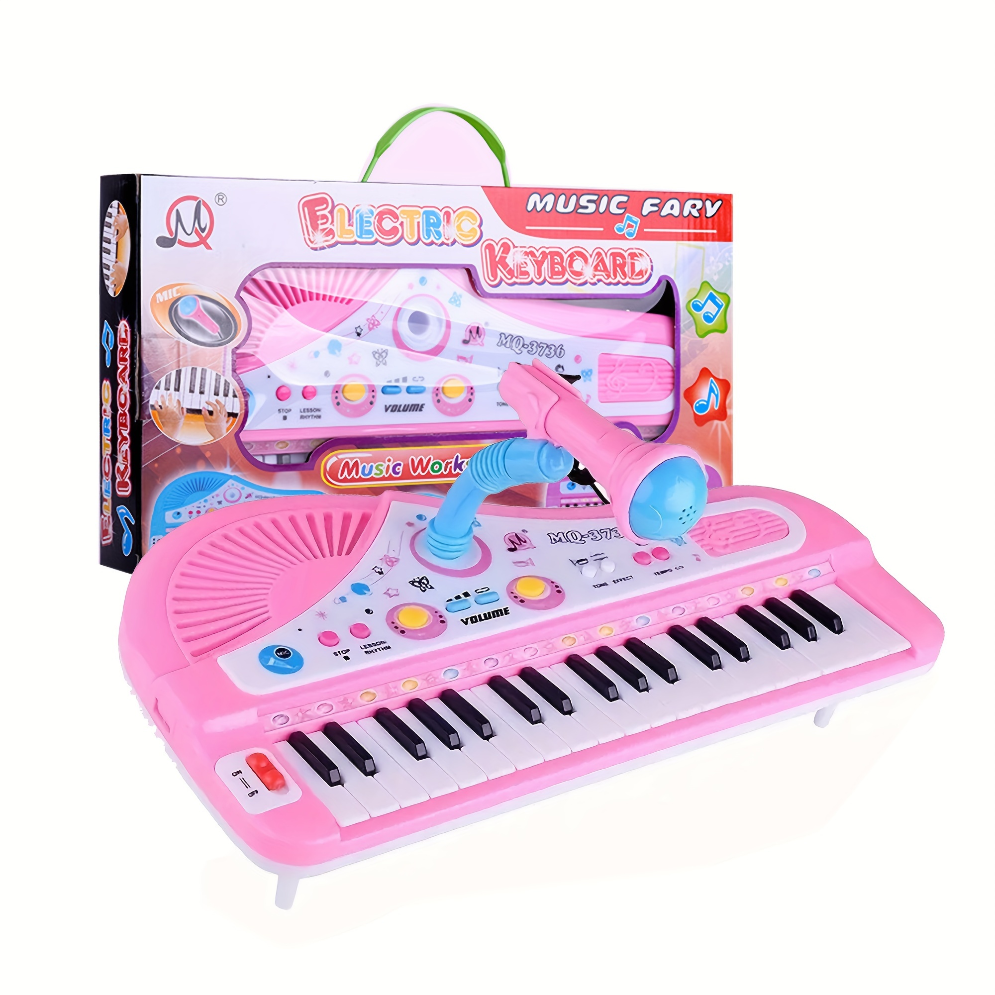 Piano pour enfants rose - Avec microphone - Clavier