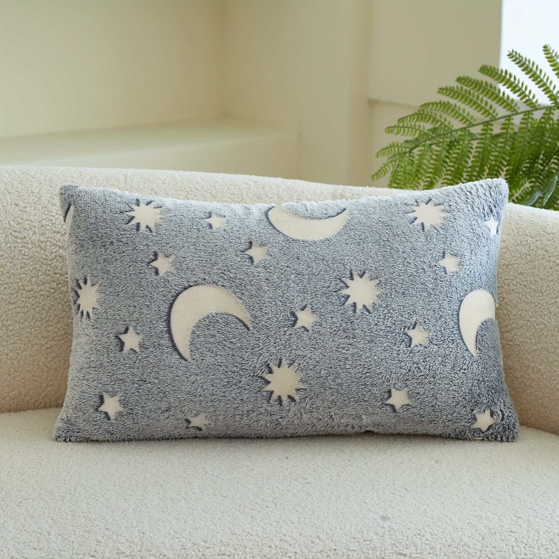 Image of -the- And Moon Pattern Flannel Pillowcase, Suitable For Ramadan Festival Decoration Pillowcase, Living Room Sofa Bedroom Cushion, Core Not Included