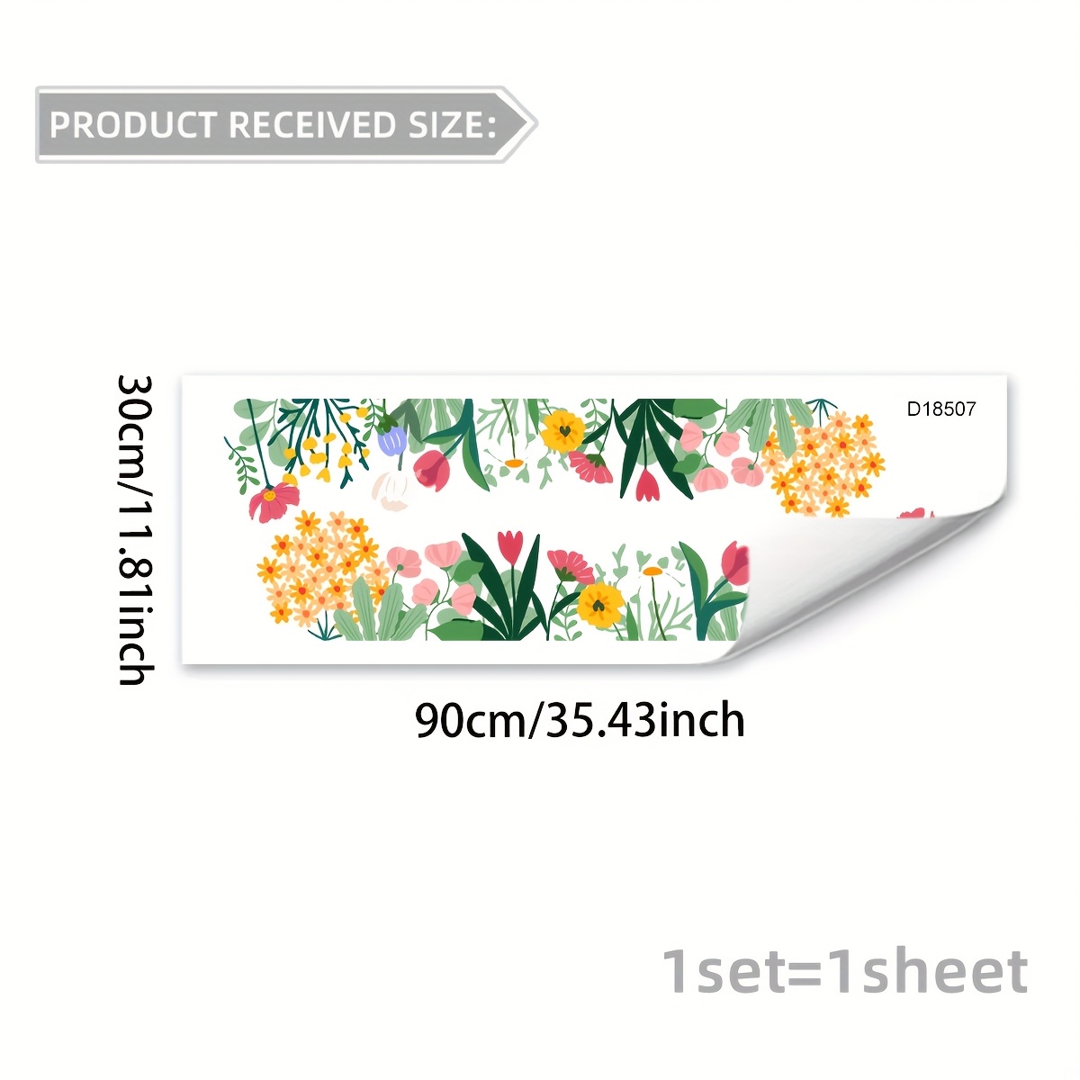 TEMU 1pc -drawn Color Painting Fresh Flower And Grasses Window Film Double-sided Visibility Glass Static Cling Decoration Stickers For Bedroom Living