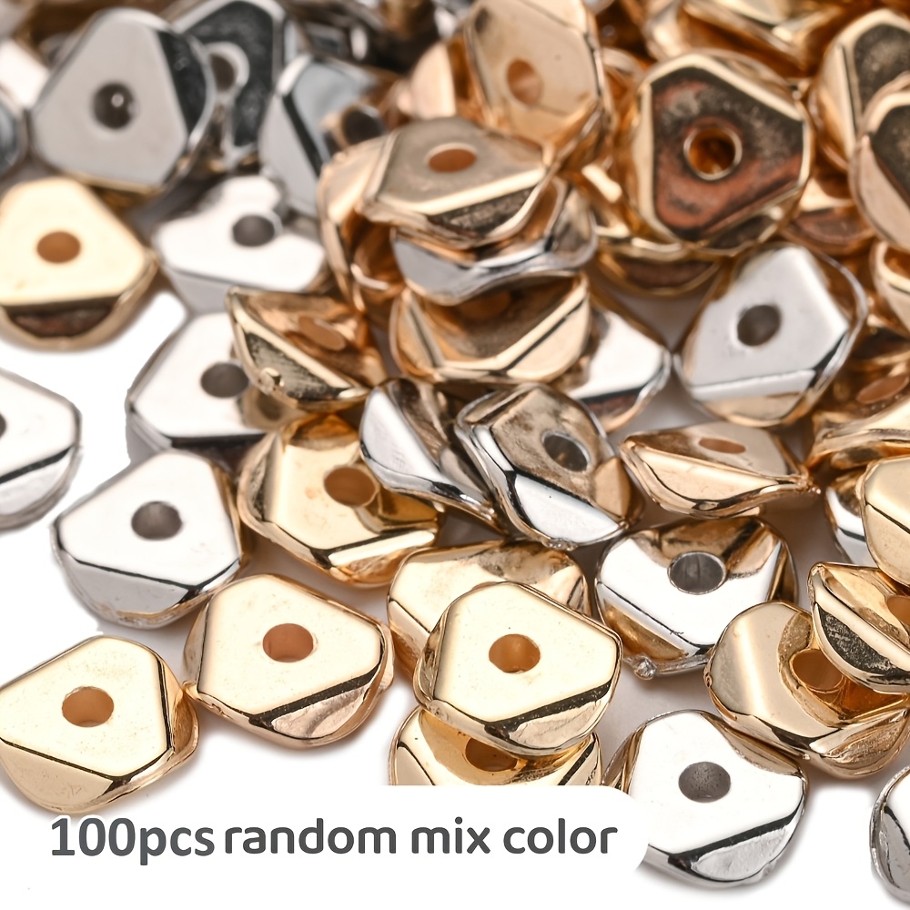 Image of 2d Flat - 100pcs/lot 6mm Random Color Flat Geometric Ccb Plastic Beads Spacer Beads For Jewelry Making Earring Keychain Handmade Bracelet