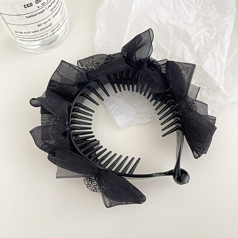 TEMU 1pc Elegant Minimalist Bow Tie Hair Clip With Sunflower Design, Plastic Solid Color Hair Accessory For High Ponytails And Buns, Cute Hair Clips