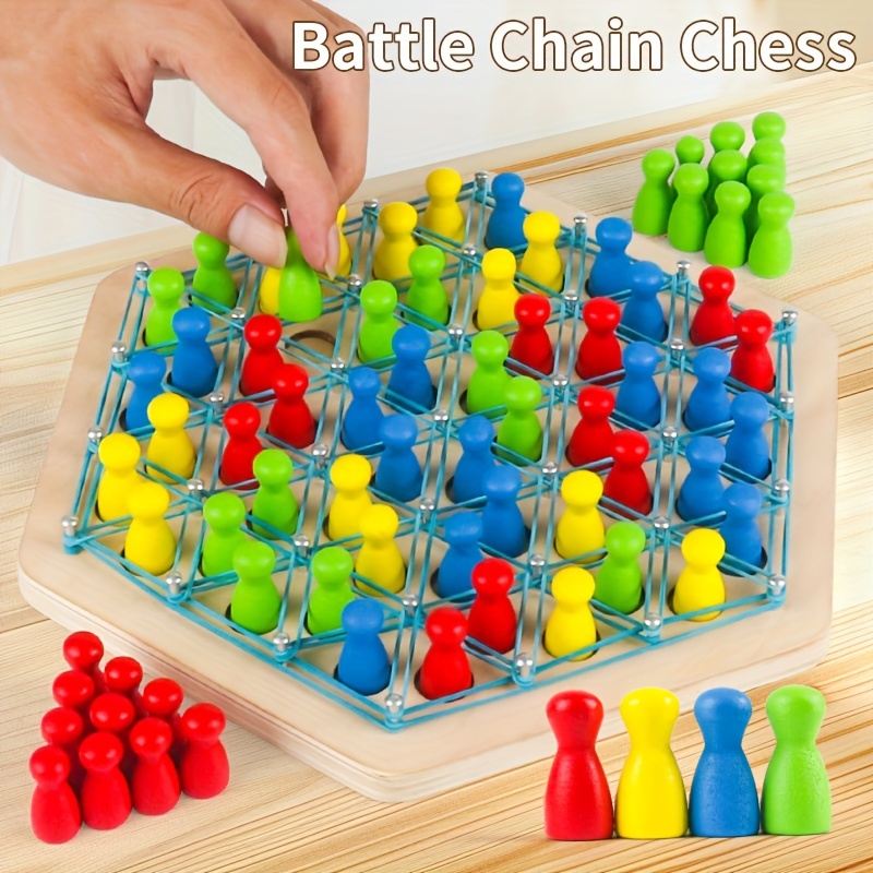 

Chain Chess Game - Children's Board Game With Wooden Base And Bands, Interactive Puzzle Game For Family Fun, Ideal For Parties, Travel, And Parent-child , Suitable For 3+