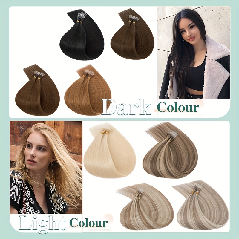 elastic linkdouble drawn human hair extensions     beads   hair extensions 50g pack 100 human hair details 6