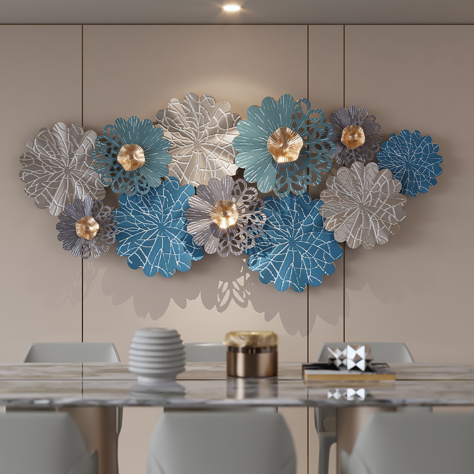 Metal Round Lotus Leaf Wall Art - Elegant Iron Artwork Decor 10 Metal Round Lotus Leaf Wall Art Details
