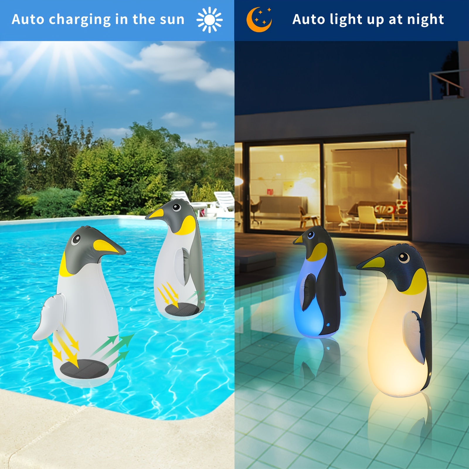 TEMU 2 Pack Solar Pool Light Floating Penguin Pool Light With 16 Colors Of Led Light Dimmable Color Changing Led Pool Lighting