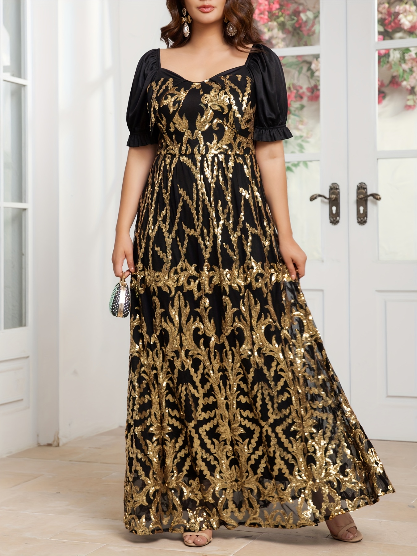 green emerald velvet dress Plus Size Black Atomic Bees Print Heidi Dress – Unique Vintage main image 1