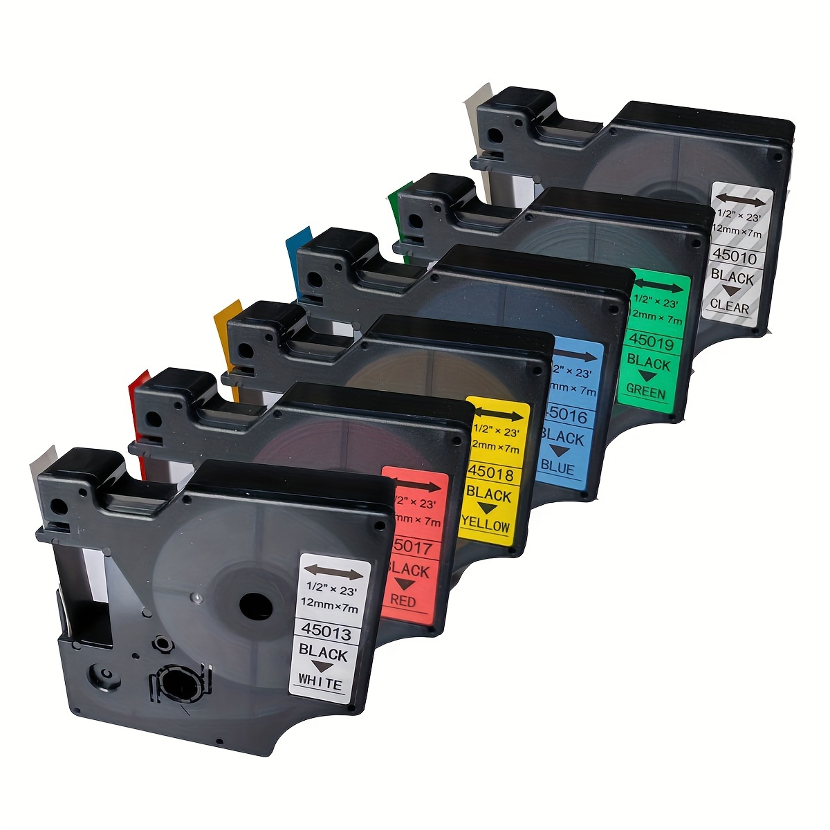 Image of 6 Color Compatible With For D1 Label Tape 45010 45013 45016 45017 45018 45019 Tape (1/2" ' 12mm X 7m) For 100 110 120p 150 160 280 210d 360d 220p 260p 500ts 450duo