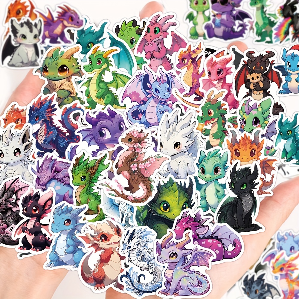 50 Cute Dragon Cartoon Stickers For Phone Cases, Guitars, Skateboards, Laptops, And Decorations For Cups
