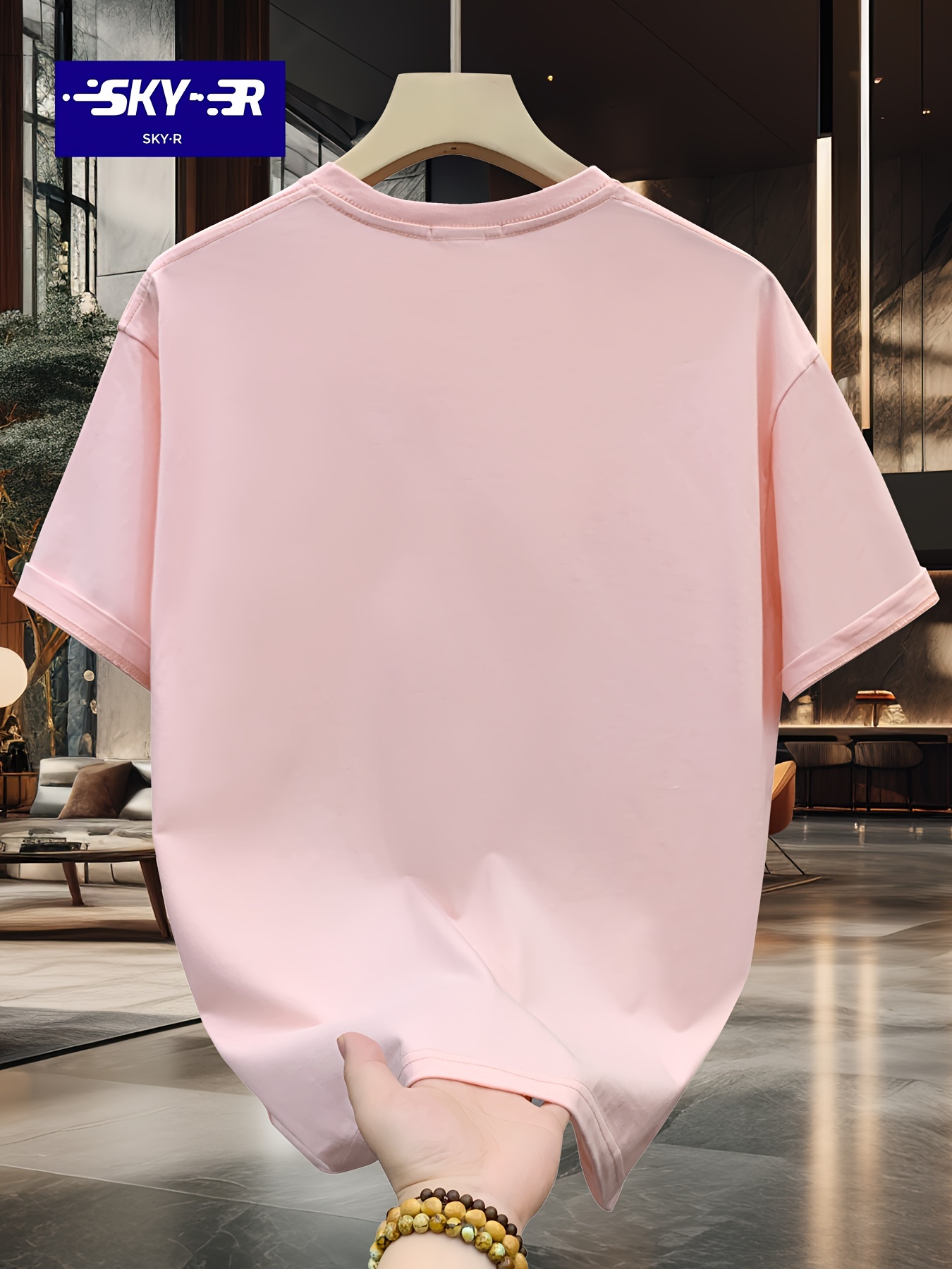 SKY?R Brand Cartoon Print Casual Summer Crew Neck Short Sleeve Drop Shoulder Loose Fit Cotton T-Shirt