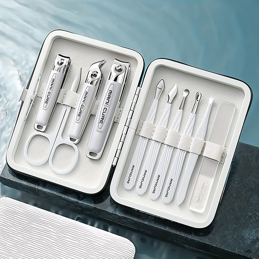 Image of 10pcs Professional Nail Care Kit With Travel Case - Salon-quality Clippers, Grooming Tools For - Complete Manicure Set For Home & , Nail Tech Supplies ，for Toenail& Foot Clean