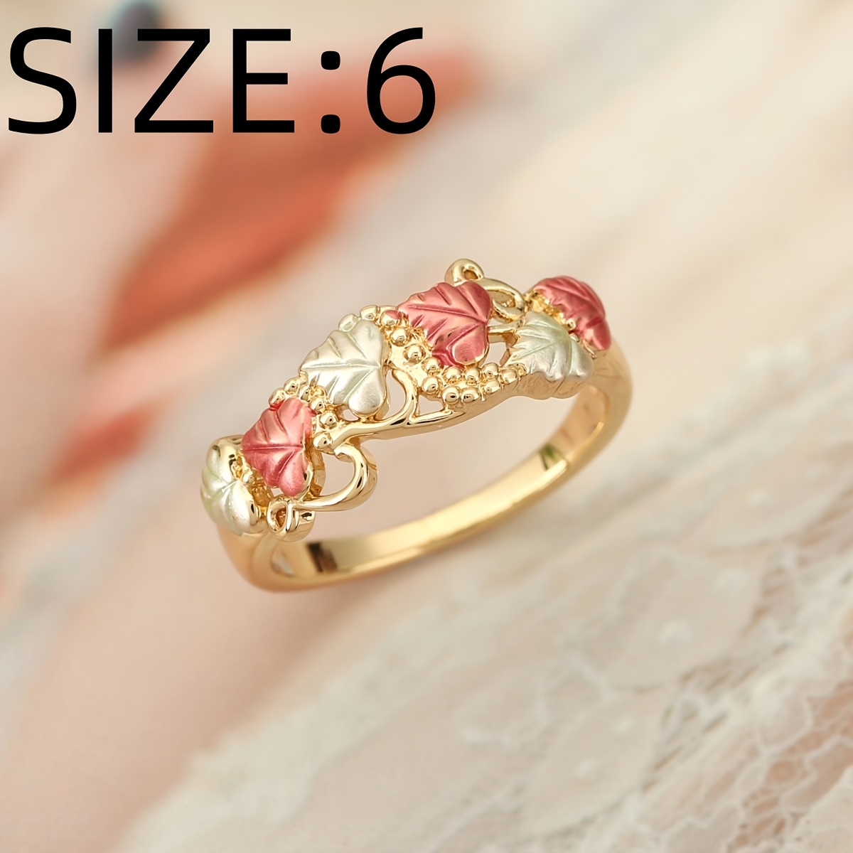Unisex Copper Leaf Fashion Ring, Elegant Holiday Accessory