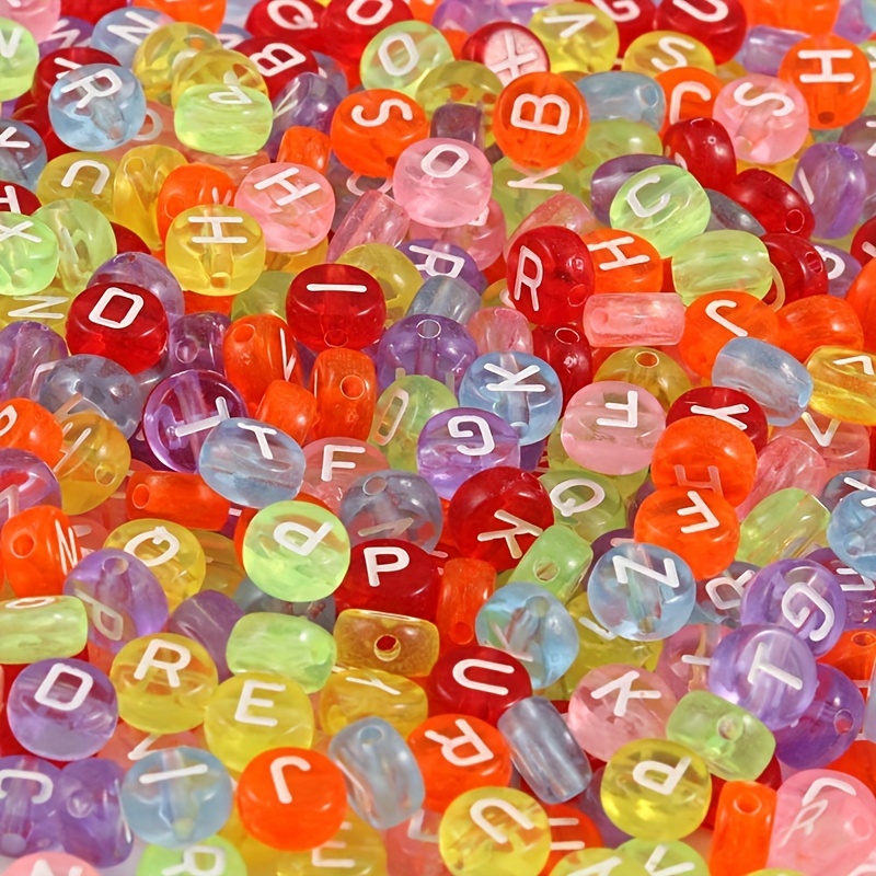 100 Transparent Plastic Beads, Assorted Colorful Alphabet Beads, Round Loose Beads For Accessories Bracelet Necklace Making