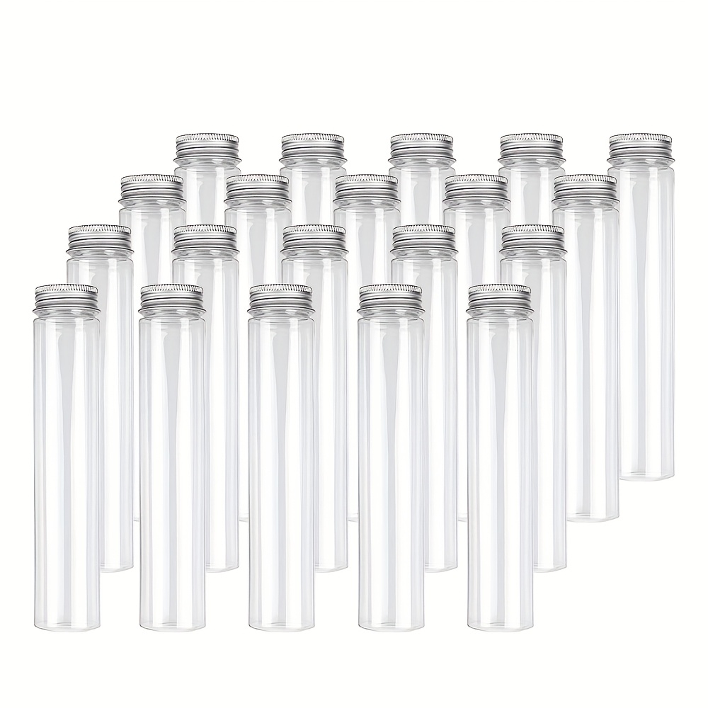 TEMU 20pcs Clear Plastic Test Tubes With Screw Caps - 4oz (120ml) Laboratory Tubes, Leakproof Screw Lids For Science Experiments, Bath Salts, Floral
