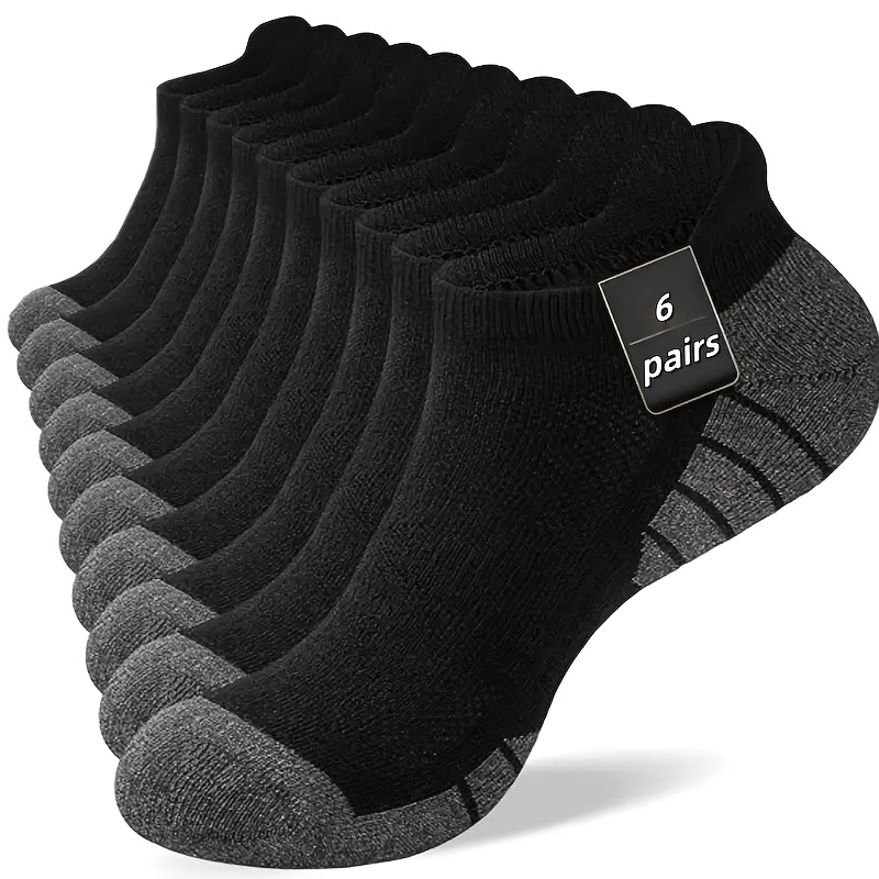 E-shop 6 Paar Unisex-Sportsocken, Freizeitsocken, Sportdämpfungssocken, Geruchshemmend, Schweißableitend, Geeignet für Outdoor-Sport, Handwaschbar