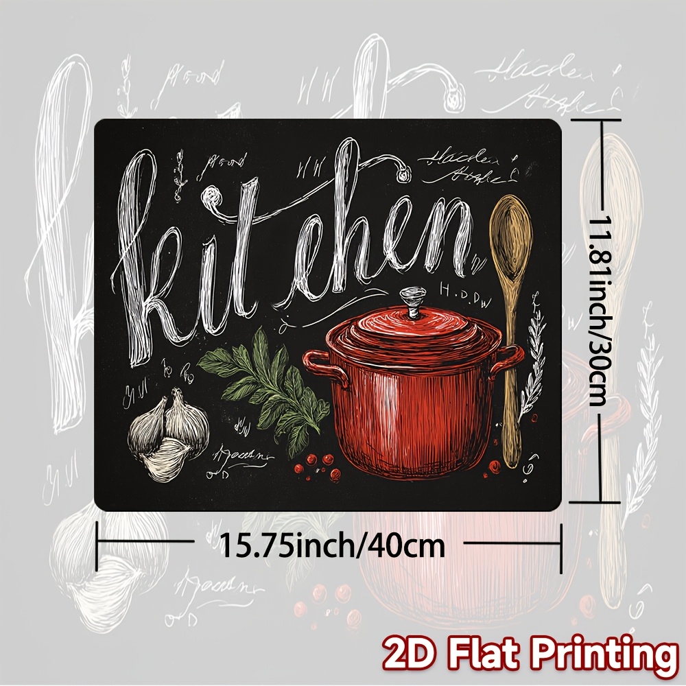 TEMU Protector de Encimera con Diseño de Utensilios de Cocina y Pizarra para Estufas Eléctricas e de Inducción, Ideal para Tazas de Café y Planchado