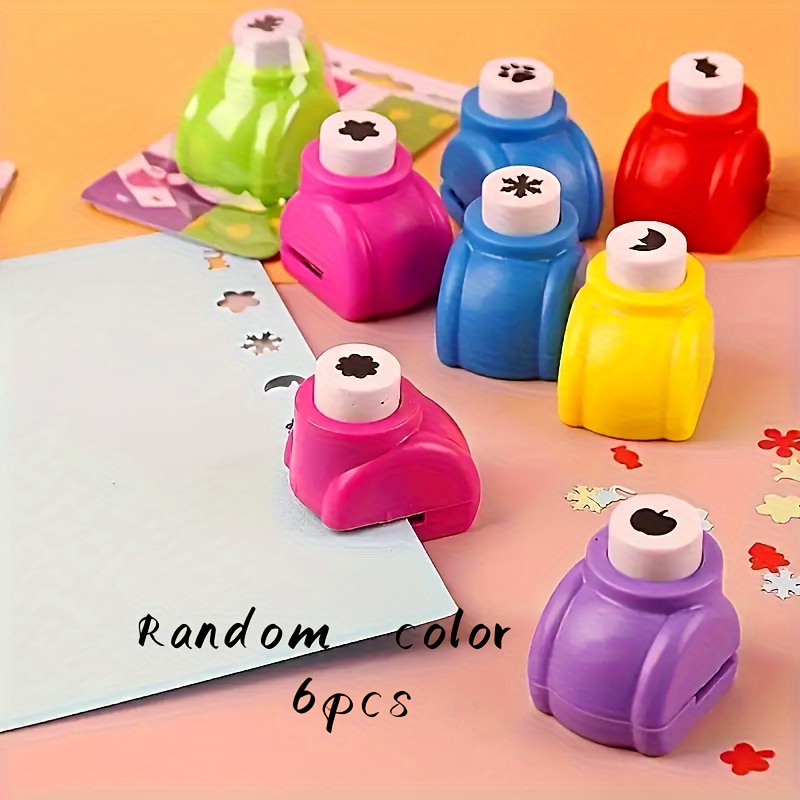 Image of 6pcs Random Pattern Vibrant Mini Embossing Punch Set - Portable, Creative, Mixed For Scrapbooking, Greeting Cards, Journal Decoration, And Paper Crafting - Ideal For Artistic And Personalized Gifts
