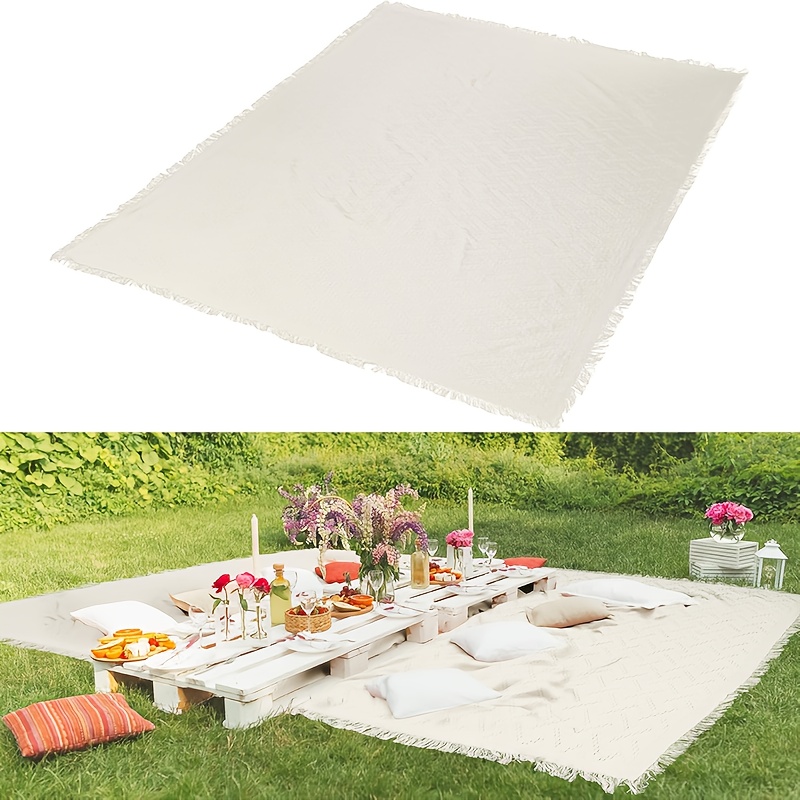 Extra Large Outdoor Picnic Blanket, Oversize Beach Cotton Yarn Blanket With Fringe, Machine Washable Portable For Spring Summer Camping Non-food Direct Contact