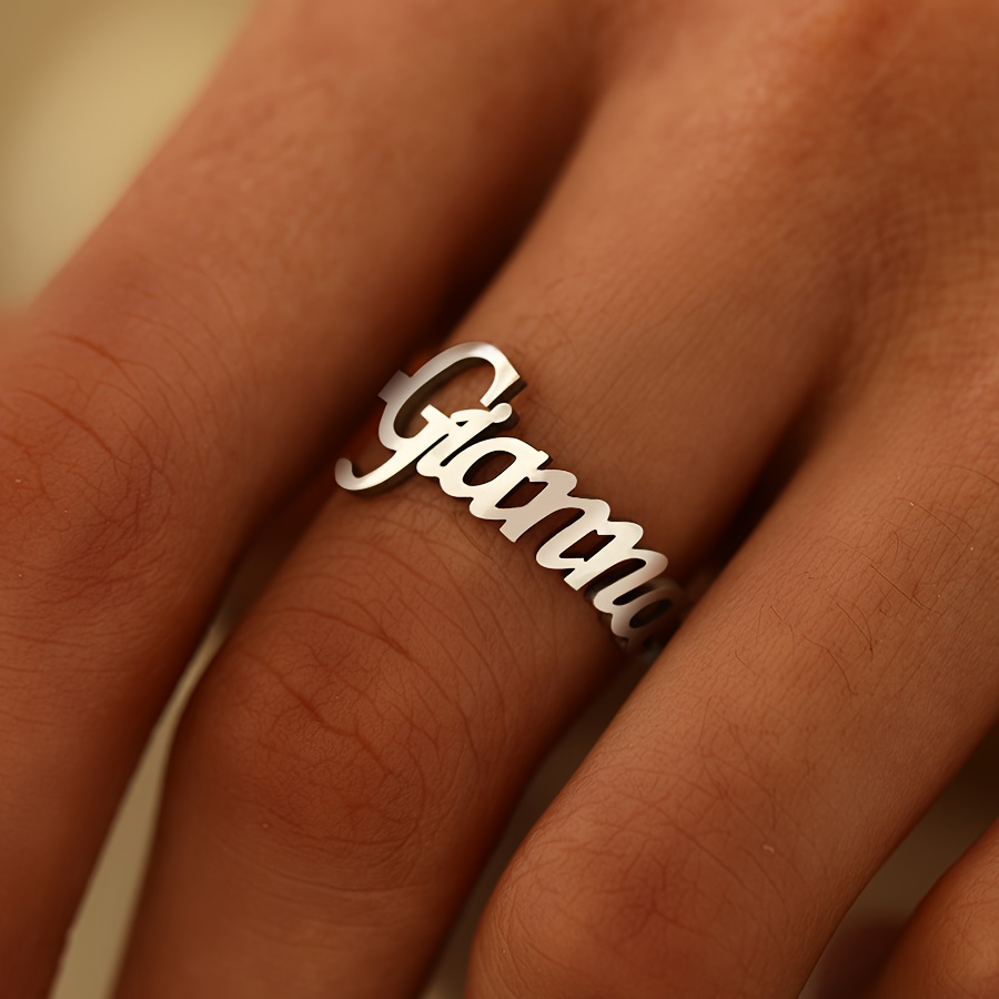 Personalized Stainless Steel Customized Letter Ring Adjustable DIY Jewelry
