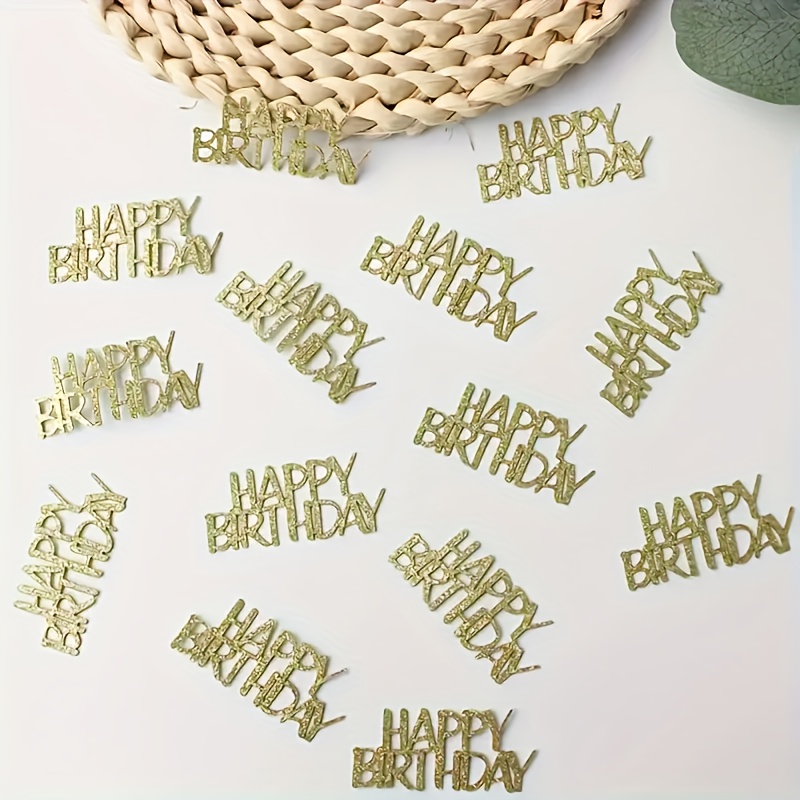 100pcs Of Golden Glitter Birthday Confetti - Bulk Decorations For At Party Celebrations, Made Of Paper Material, Perfect For Indoor And Outdoor Use, Ideal For Birthday Party Decor