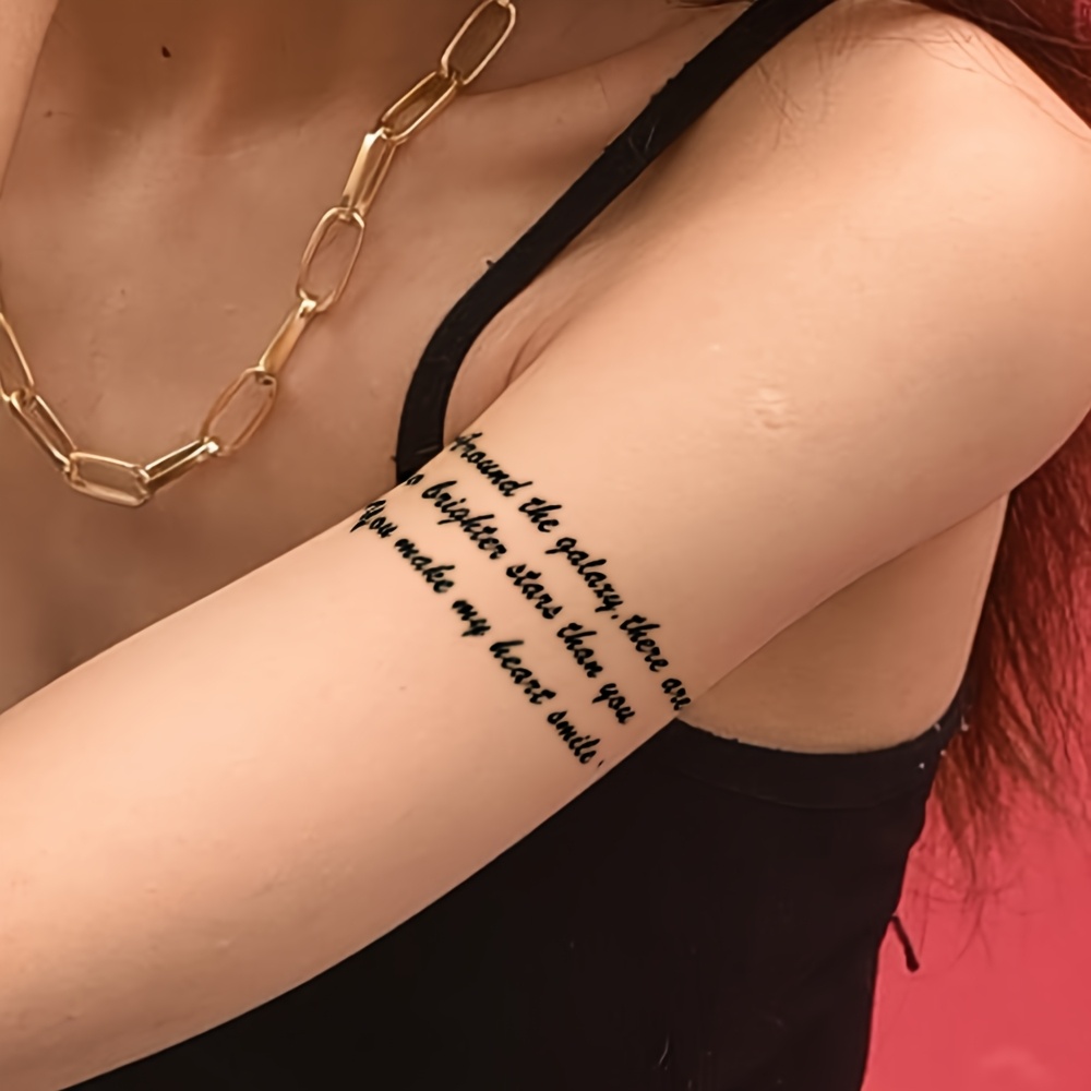 Black English Short Sentence Temporary Tattoo Sticker