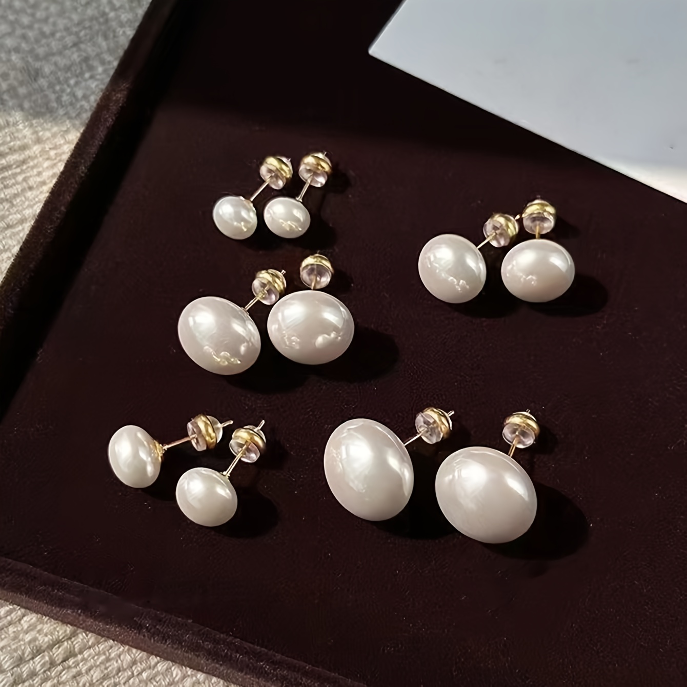 Milky White Mantou Bead Earrings Set, 5 Pairs