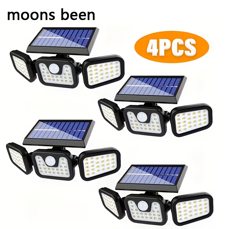 Image of 4pcs Led Outdoor Solar Street Light, Solar Garden Wall Light, 3 Lighting , With Motion Sensor Detector, For Courtyards, , Playgrounds, Hotels, Gardens, Garages, Backyards, Patios, Pathway Lights