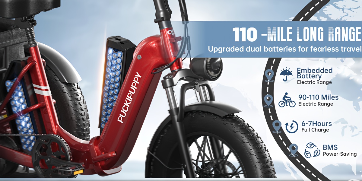 dual battery   with 110   range rear high power brushless motor 48v 15ah 18ah removable battery 500lb load capacity 20 tires and large basket suitable for fishing traveling essential for elderly travel   plus Product details 8