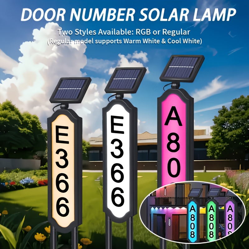 Temu – TEMU Solar Outdoor Lighting Door Sign Light, Warm White Switchable Solar Address Sign Light, Solar Led Lighting For Houses And Commercial Lighting,