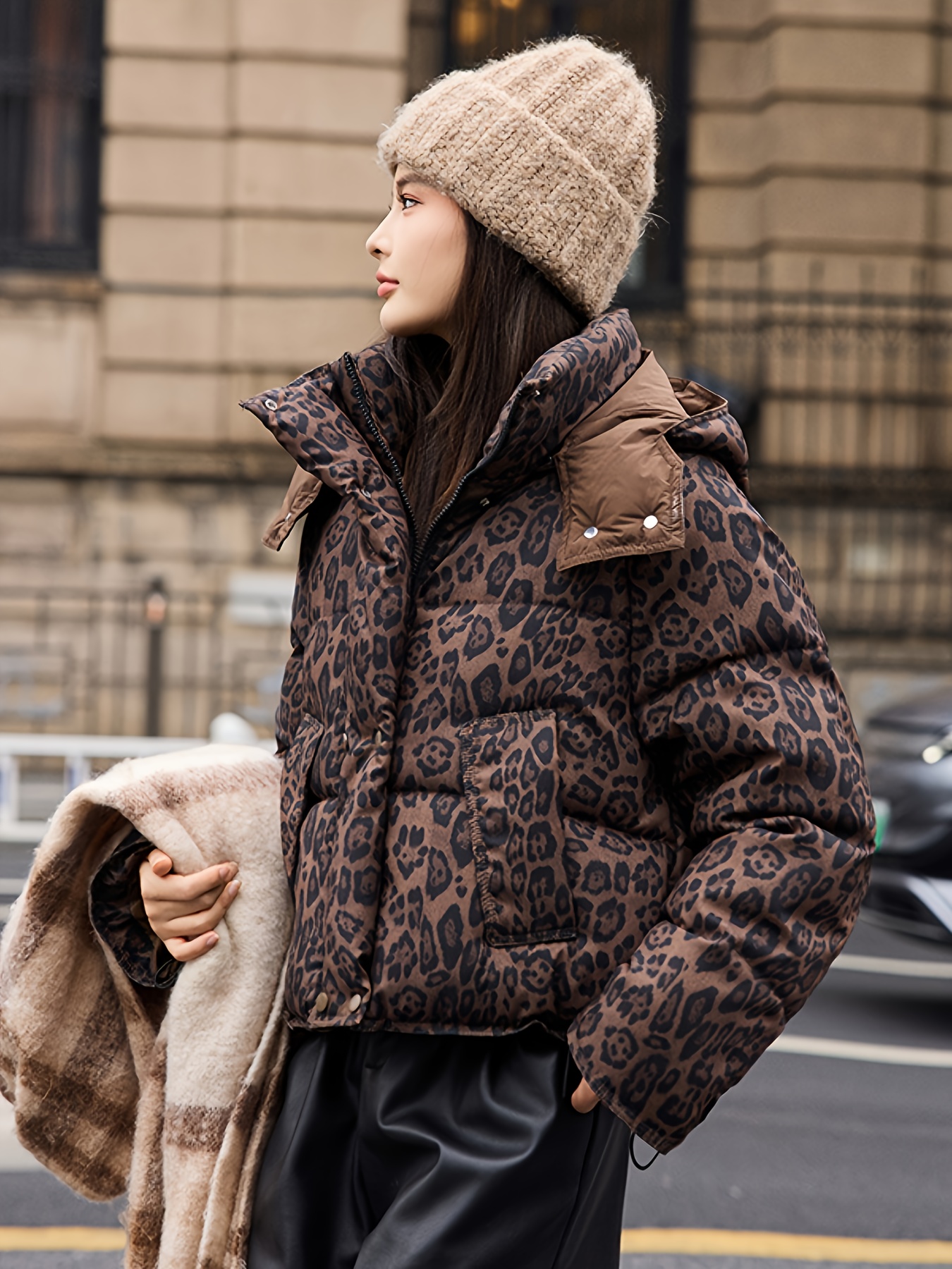 New Winter Style Jacket Fashion Casual Short Plush Leopard