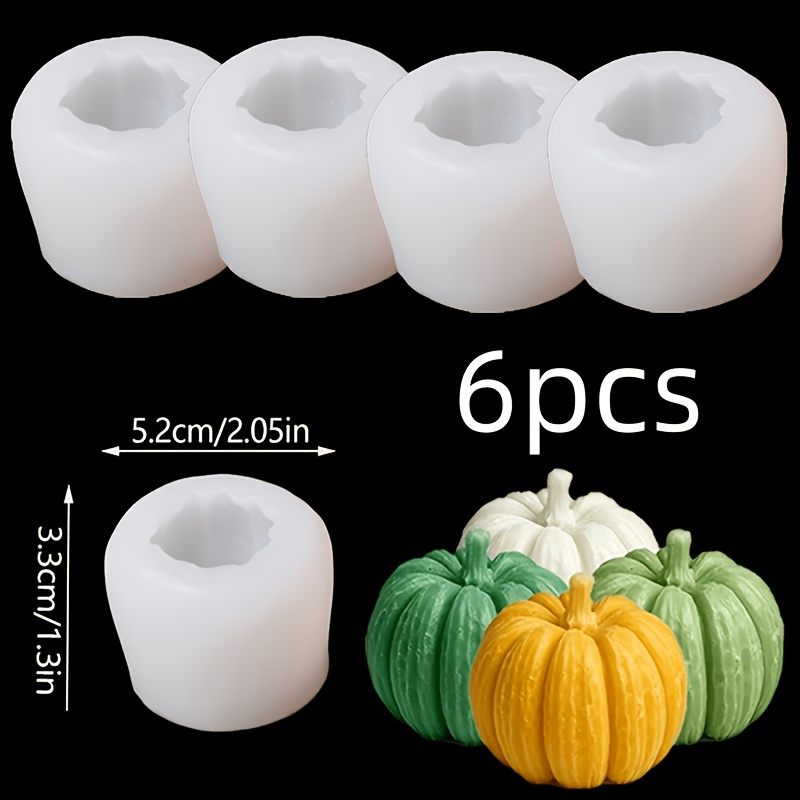 TEMU 6-delige set 3D-geëmbosseerde pompoengeurkaars siliconen mallen voor - en zeepambachten, perfect voor Halloween, Thanksgiving, herfstdecoratie