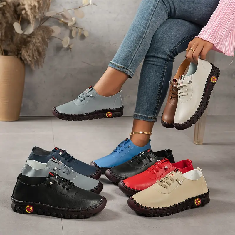 womens flat sneakers casual lace up outdoor shoes womens comfortable lightweight low top shoes 4