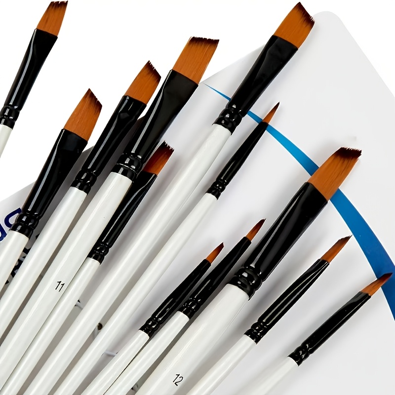 12pcs Set of Beige Bristle Professional Paint Brushes