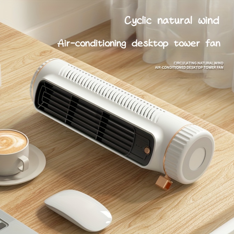 

1pc Usb Rechargeable Portable Fan, Multifunctional Quietly Desktop Tower Fan, 3 Different Wind Speeds, And Is Suitable For Travel, Outdoor, Office, And Home Use